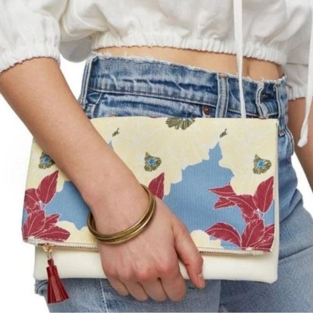 Rachel Pally Reversible Leather Trim Clutch Bag NWOT